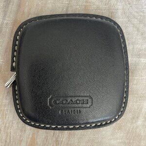 RARE VTG Authentic COACH Leather Mini Tape Measure Retractable 60" Black - works